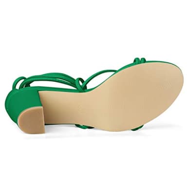 Allegra K Women's Strappy Lace Up Chunky Heeled Green Heels Sandals 9 M US - Image 6