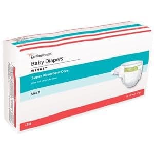 Cardinal Health™ Baby Diapers, Wings™, Size 2, Small/Medium, Pack of 34