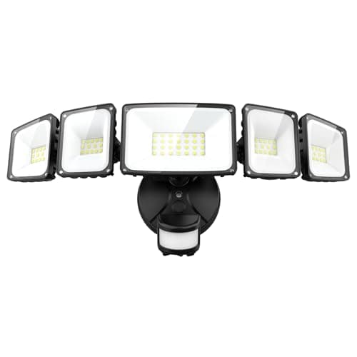 Onforu 5 Heads 55W LED Security Lights Motion Sensor Outdoor, 360° Wide Angle Wide Illumination, 5000LM Flood Light, 6500K, IP65 Waterproof, Hardwired Wall Light for Garage, Yard, Porch, Entryway - Image 1