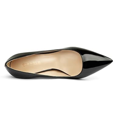 COLETER Women's 4 Inch Pumps Pointy Toe Wedding Dress Shoes Slip on Stiletto Pumps Patent Black 7US - Image 4