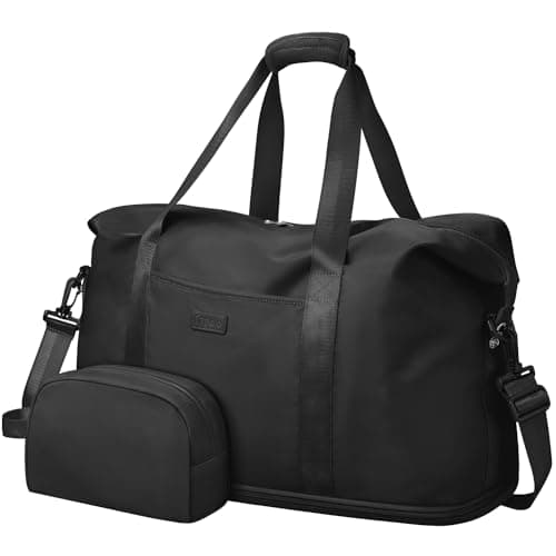Expandable Travel Duffle Bag, Waterproof Weekender Overnight Bags for Women Men Hospital Bag for Women Labor Delivery Carry on Bag with Toiletry Bag for Travel Gym Airplanes(Black, Large) - Image 1
