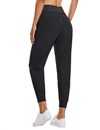 baleaf Women's Joggers Lightweight Hiking Pants High Waist 5 Zipper Pockets Quick Dry Travel Athletic UPF50+ Black S - Image 2