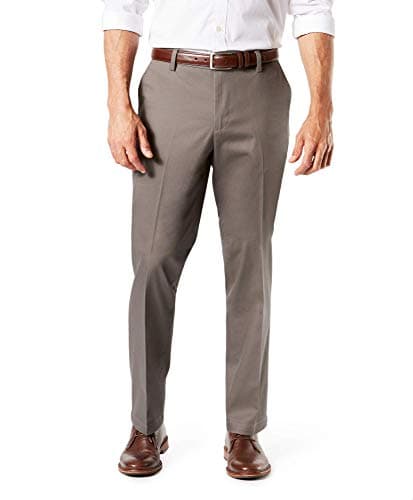 Dockers® Men's Straight Fit Signature Lux Cotton Stretch Khaki Pant - Creased, Dark Pebble, 34W x 34L - Image 1