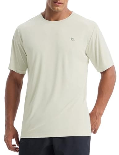 baleaf Men's UPF 50+ Sun Protection Shirts UV SPF Short Sleeve T-Shirts Rash Guard Quick Dry Lightweight Hiking Athletic Light Brown L - Image 1