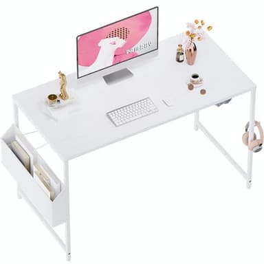 Pamray 47 Inch Computer Desk for Small Spaces with Storage Bag, Home Office Work Desk with Headphone Hook, Small Office Desk Study Writing Table - Image 1