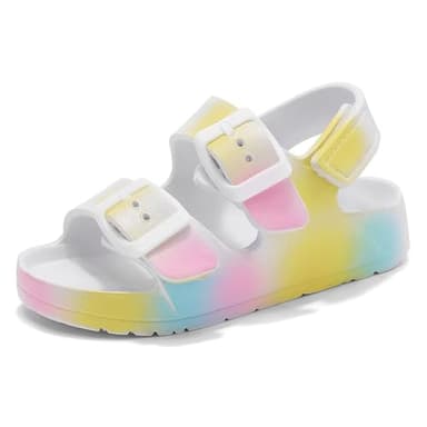 Nedaan Toddler Girls Sandals Kids Adjustable Buckle EVA Slipper Sandals With Hook Loop Back Strap - Image 1