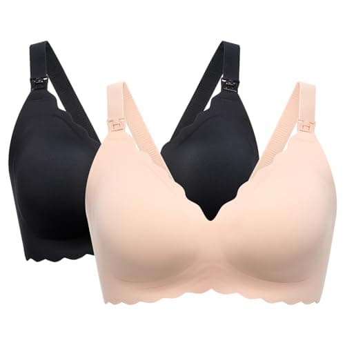 Momcozy Nursing Bras for Breastfeeding, Seamless Pregnancy Maternity Bra Wireless Classic Jelly Strip Support Nursing Bra - Image 1