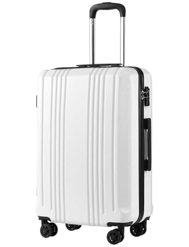 Coolife Luggage Suitcase PC+ABS with TSA Lock Spinner Carry on Hardshell Lightweight 20in 24in 28in(white, S(20in_carry on)) - Image 1