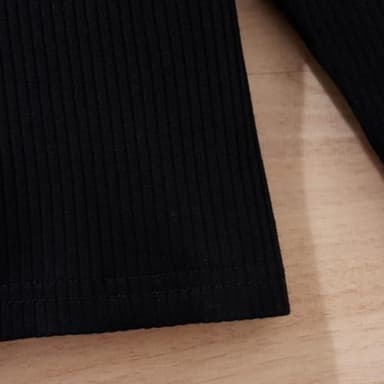 fhutpw Baby Toddler Girl Outfits Fall Winter Clothes Turtleneck Knitted Cotton Long Sleeves Tops & Button Mini Skirts Set - Image 5