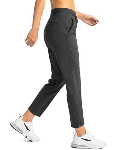 Soothfeel Women's Pants with 4 Pockets 7/8 Stretch High Waisted Sweatpants Travel Athletic Work Golf Pants for Women (Charcoal, XL) - Image 2