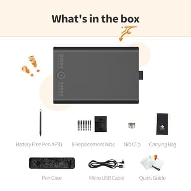 GAOMON M10K Drawing Tablet, 10x6 inch Large Graphics Tablet with Touch Ring, 8192 Levels Battery-Free Stylus, 10 Hot Keys, Art Tablet for Design, Writing, Editing, Work with Mac, Windows, Android - Image 8