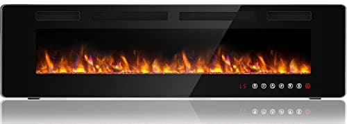 BOSSIN 72 inch Ultra-Thin Silence Linear Electric Fireplace, Recessed Wall Mounted Fireplace, Fit for 2 x 4 and 2 x 6 Stud, 12 Adjustable Flame Color & Speed,Touch Screen Remote Control with 8h Timer - Image 1