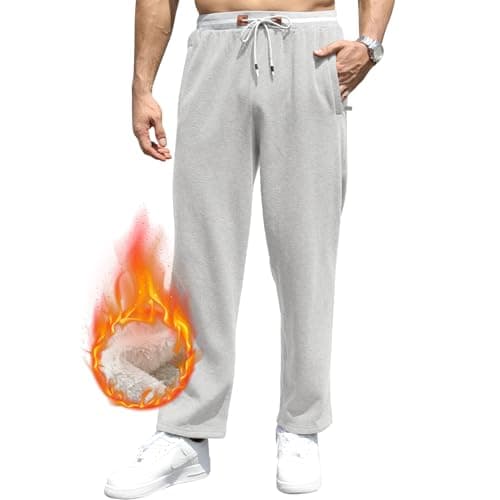 3rd hill Mens Sweatpants with Zipper Pockets Soft Fleece Lined Active Joggers Drawstring Waist Athletic Running Yoga Pants Light Grey - Image 1