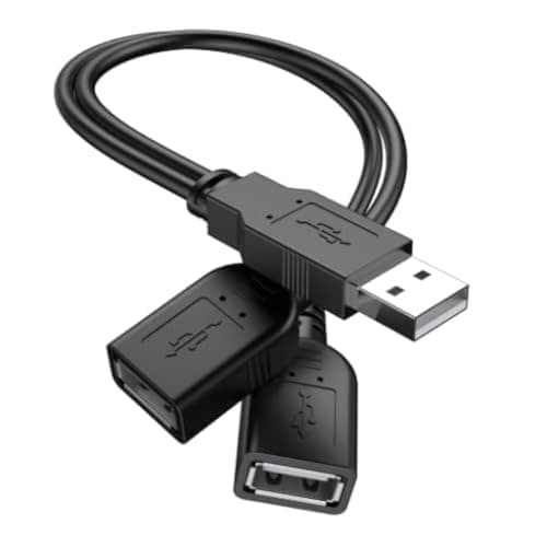 【2025 Upgraded】 USB 2.0 A Male to 2 Dual USB Female Jack Y Splitter Hub Power Cord Extension Adapter Cable(Not Supporting CarPlay and Android Auto) - Image 1