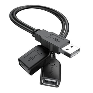 【2025 Upgraded】 USB 2.0 A Male to 2 Dual USB Female Jack Y Splitter Hub Power Cord Extension Adapter Cable(Not Supporting CarPlay and Android Auto) - Image 1
