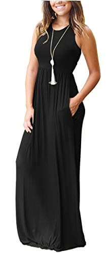 MOLERANI Women's Loose Plain Maxi Dresses Casual Long Dresses with Pockets,Black,XL - Image 3