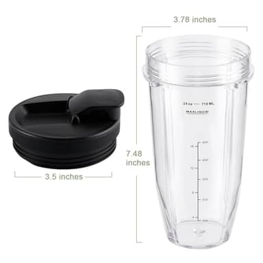 4 Pieces Ninja Blender Cups Replacement Parts 24oz with Lids Upgraded Blender Cups for Nutri Ninja Auto iQ, BN401, BN751, BN801, BN800, BL450, BL456, BL480, SS401, SS101, SS151, SS351 - Image 3