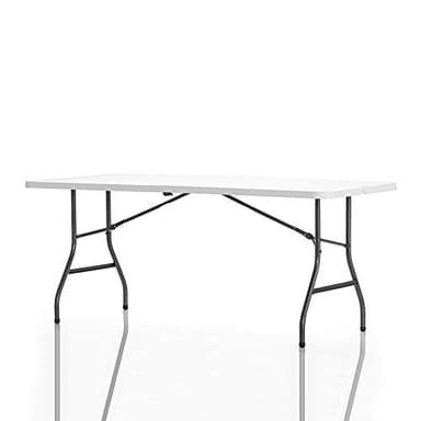 Cosco 6ft Fold-in-Half Blow Molded Folding Table, Indoor/Outdoor, Comfort Handle, Lightweight Plastic Construction - White - Image 6