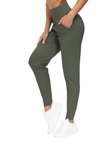 THE GYM PEOPLE Women's Joggers Pants Lightweight Athletic Leggings Tapered Lounge Pants for Workout, Yoga, Running Olive Green - Image 1