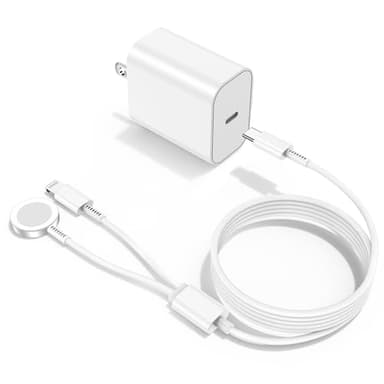 Upgraded Apple Watch Charger, iPhone Watch Charger, 2 in 1 Magnetic iWatch Charger to USB C Cable 3ft with USB C Charger Block for iWatch Series Ultra/9/8/7/6/SE/SE2/5, iPhone 14/13/12/11, Pro/Pro Max - Image 1