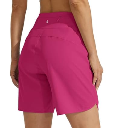 Willit Women's Athletic Running Shorts 5" Quick Dry Workout Hiking High Waisted Active Gym Exercise Zipper Pocket Rose S - Image 2