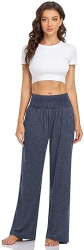 UEU Women's Casual Loose Wide Leg Cozy Pants Yoga Sweatpants Comfy High Waisted Sports Athletic Lounge Pants with Pockets - Image 6