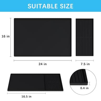 Golener Silicone Coffee Mat Set - 24" x 16" Coffee Bar Mat for Countertop, Kitchen Station Pad Accessories Fit Under Coffee Maker or Machine, Dish Drying Mat, Heat Resistant Kitchen Gadget, Black - Image 5