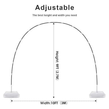 Chamvis Balloon Arch Kit, 9FT Height & 10FT Width Adjustable Balloon Arch Stand Frame Garland Stand: Wedding Baby Shower Birthday Photo Backdrop - Image 3