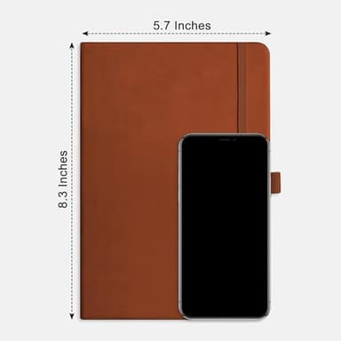 RETTACY Bullet Dotted Journal Notebook, 2-Pack, 160 Numbered Pages per Pack, A5 Medium Size (5.7'' x 8.3''), 120 GSM Thick Paper, Leather Hardcover, for Bullet Journaling (Black & Brown) - Image 8