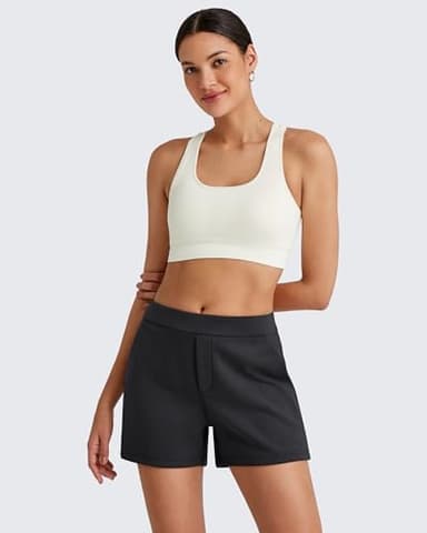 G4Free Women's Shorts Casual Summer 4" Sweat Shorts with Pockets High Waisted Athletic Shorts Stretch Comfy Soft Lounge Walking Golf Shorts(Black, L) - Image 6