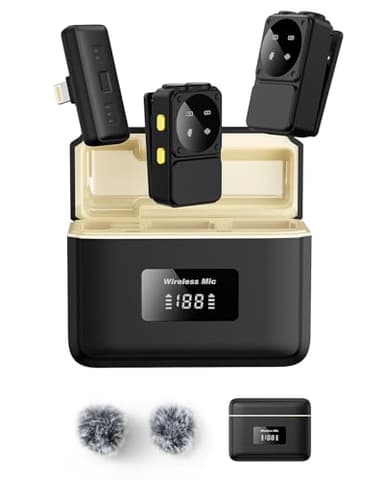 PQRQP Microphone for iPhone/Android, Hide and Wear The Radio to Hide, Accessories are Neat, Charging and Storage 2-in-1, Suitable for Live Broadcast or Short Video Shooting-AB1 - Image 1