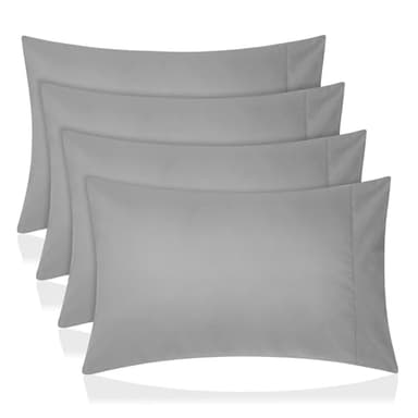 Comfyanno Queen Size Pillow Cases Set of 4, Soft & Breathable Pillowcases, Envelope Closure, Wrinkle-Free, Fade & Stain Resistant, Brushed Microfiber Fabric, Bed Pillow Covers - 20” x 30”, Gray - Image 1