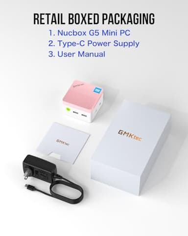 GMKtec Mini PC NucBox G5, Intel 12th Gen Alder Lake N97 (up to 3.6GHz), 12GB RAM 256GB M.2 SSD, Home, Business, Office Mini Computer, 4K UHD Dual HDIMI, RJ45-Pink - Image 9