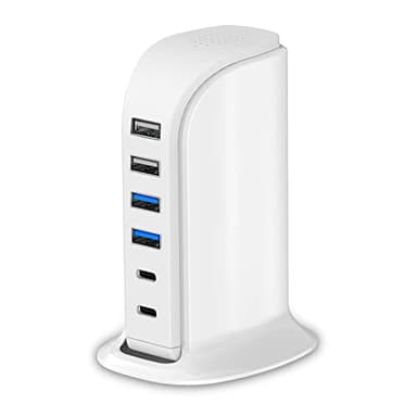 USB Charger Upoy, Charging Station for Multiple Devices 45W, Fast Charging Blocks with Dual Type C Ports, USB Charging Hub Organizer Multiport for iPhone, Ipad, Kindle, Travel Accessories - Image 1