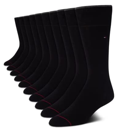 Tommy Hilfiger Mens Dress Socks - 10 Pack Lightweight Reinforced Heel Classic Crew Sock - Dress Socks for Men (7-12), Size 7-12, Black - Image 1