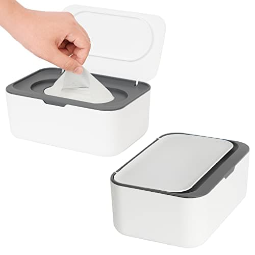 2 Pack Wipes Dispenser, Wipe Holder for Baby & Adult, Seposeve Refillable Wipe Container, Keeps Wipes Fresh, One-Handed Operation. Non-Slip, Easy Open/Close Wipes Pouch Case(2 Grey) - Image 1