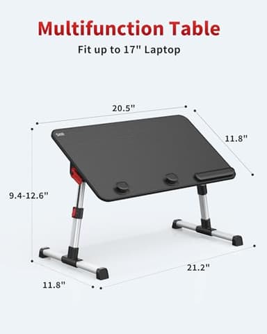 Laptop Desk Table, SAIJI Adjustable Laptop Stand, Portable Lap Desks with Foldable Legs, Notebook Standing Breakfast Tray Reading Desk for Sofa Couch Bed Floor (Black,Medium Size) - Image 5
