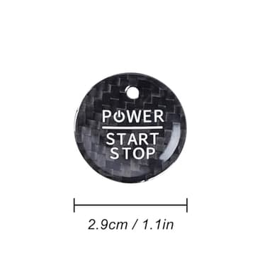 QianBao Compatible with Carbon Fiber Start Stop Button Cover Car Engine Push Start Ignition Switch for Ford Mustang Mach-E 2021 2022 2023 Black - Image 2