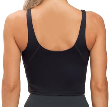 Women’s Longline Sports Bra Wirefree Padded Medium Support Yoga Bras Gym Running Workout Tank Tops (Black, X-Large) - Image 2