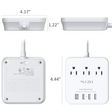 Cruise Essentials, NUOZHI 6 Ft Power Strip with 3 Outlets and 4 USB Ports(1 USB C), Non Surge Protector for Cruise Ship, Travel, Home Office, ETL Listed, White - Image 7