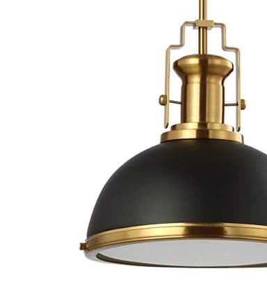 JONATHAN Y JYL9536A Homer 13" 1-Light Modern Industrial Iron LED Dome Pendant, Classic, Cottage, Farmhouse, Industrial, Rustic, Transitional, Office, Living Room, Kitchen, Foyer, Black/Brass Gold - Image 7