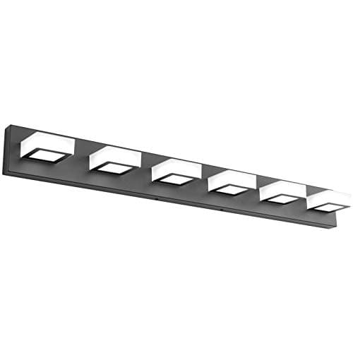 Ralbay Modern Black Vanity Lights Fixtures 6 Lights Acrylic Modern LED Matte Black Vanity Lights for Bathroom - Image 1