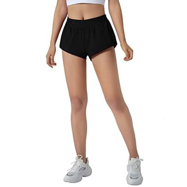 Aurefin Running Shorts for Women,Quick Dry Athletic Sports Shorts Lightweight Active Workout Gym Shorts with Zip Pocket Black/S - Image 4