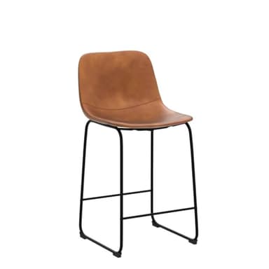 Aowos Bar Stools Set of 2, Modern Counter Height Bar Stools with Back, 26 inch Faux Leather Bar Stools with Metal Legs and Footrest, Urban Armless Dining Chairs for Kitchens Island (Brown) - Image 5