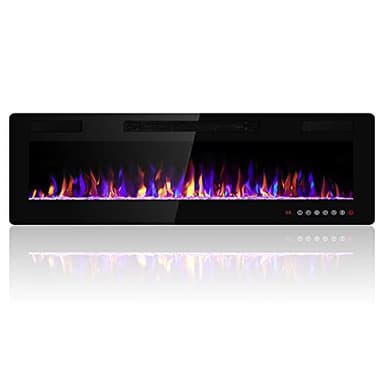 Electactic 60 Inch Electric Fireplace Insert Ultra-Thin - Recessed & Wall-Mounted Fireplace Heater with Thermostat, Adjustable Flame, Remote Control - Linear with Timer, Touch Screen, 750/1500W - Image 1