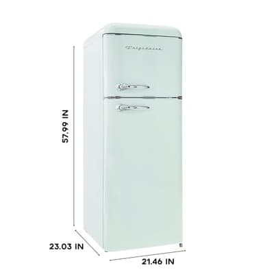 Frigidaire, 2 Door Apartment Size RETRO Refrigerator with Top Freezer, Chrome Handles, 7.5 cu ft, GREEN - Image 5