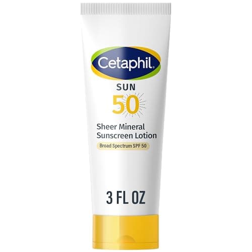 CETAPHIL Sheer Mineral Sunscreen Lotion for Face & Body 3 fl oz 100% Mineral UVA/UVB Filters: Zinc Oxide & Titanium Dioxide Broad Spectrum SPF 50 For Sensitive Skin Dermatologist Recommended Brand - Image 1