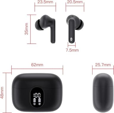 Wireless Earbuds, Bluetooth 5.4 Headphones Bass Stereo, Ear Buds with Noise Cancelling Mic LED Display, IP7 Waterproof in Ear Earphones, 36H Playtime for Laptop Pad Phones Sports Workout, Black - Image 8