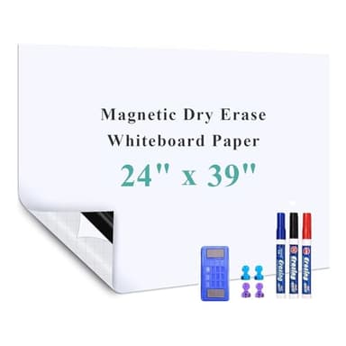 Warasee Magnetic Dry Erase Whiteboard Sticker, 24" x 39" Stick on Whiteboard for Wall, Dry Erase Board Peel and Stick for Kids, Office, Home, with Marker, Eraser and Magnets (Adhesive Backing) - Image 1