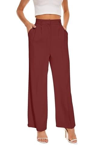 FUNYYZO Women's Wide Leg Pants High Elastic Waisted in The Back Business Work Trousers Long Straight Suit Pants - Image 4